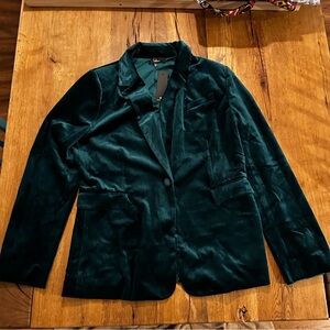 Lulus Upper Class Aesthetic Emerald Green Velvet Blazer